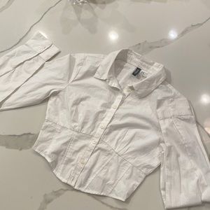 H&M Divided button up corset long sleeve blouse